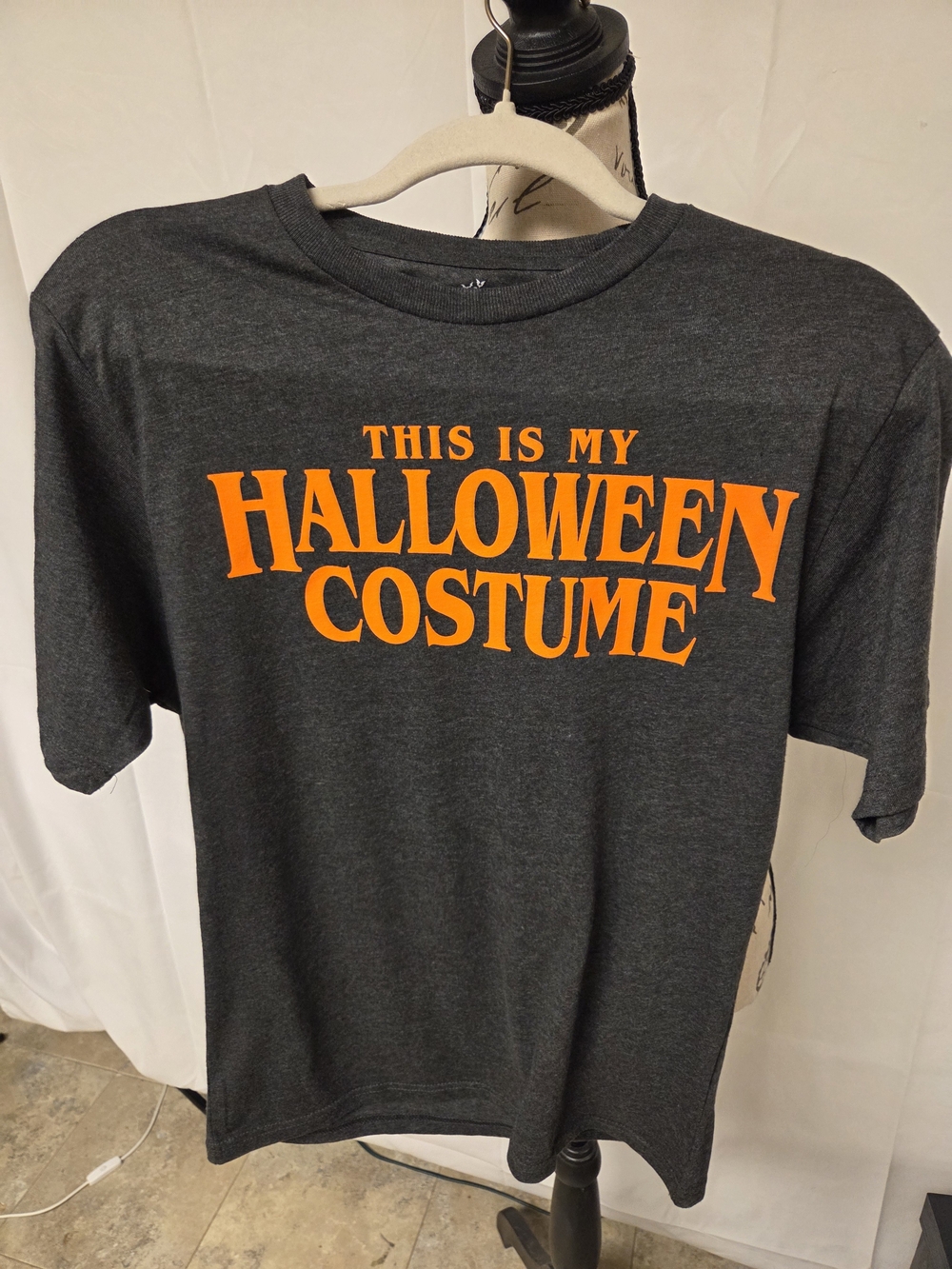 George Dark Gray Tee with Bright Orange Halloween Print